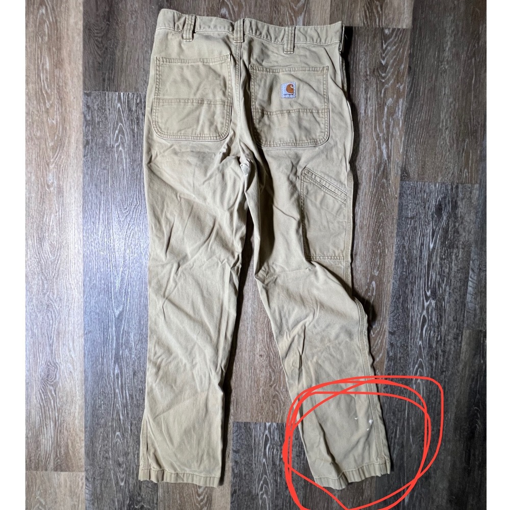 Carhartt Relaxed Fit Pants Mens 32x34 Tan Canvas Rugged Workwear Utility - Picture 7 of 8